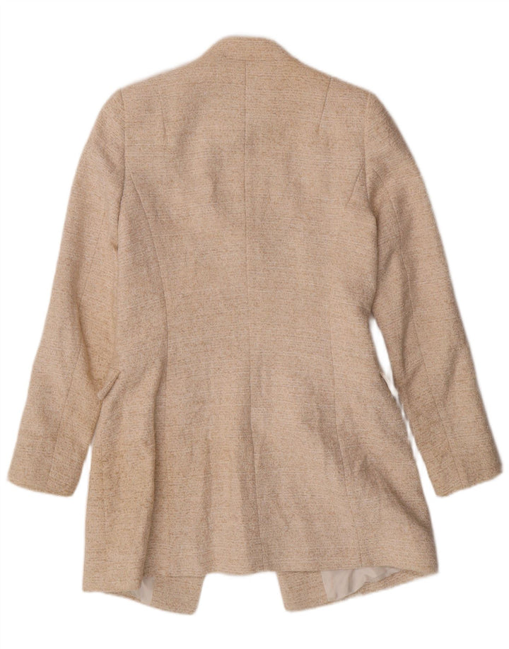ZARA Chaqueta tipo blazer abierta para mujer UK 12 Medium Off White Cotton