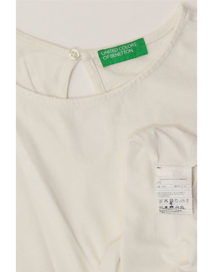 BENETTON Blusa para mujer Top UK 46 Grande Algodón blanco
