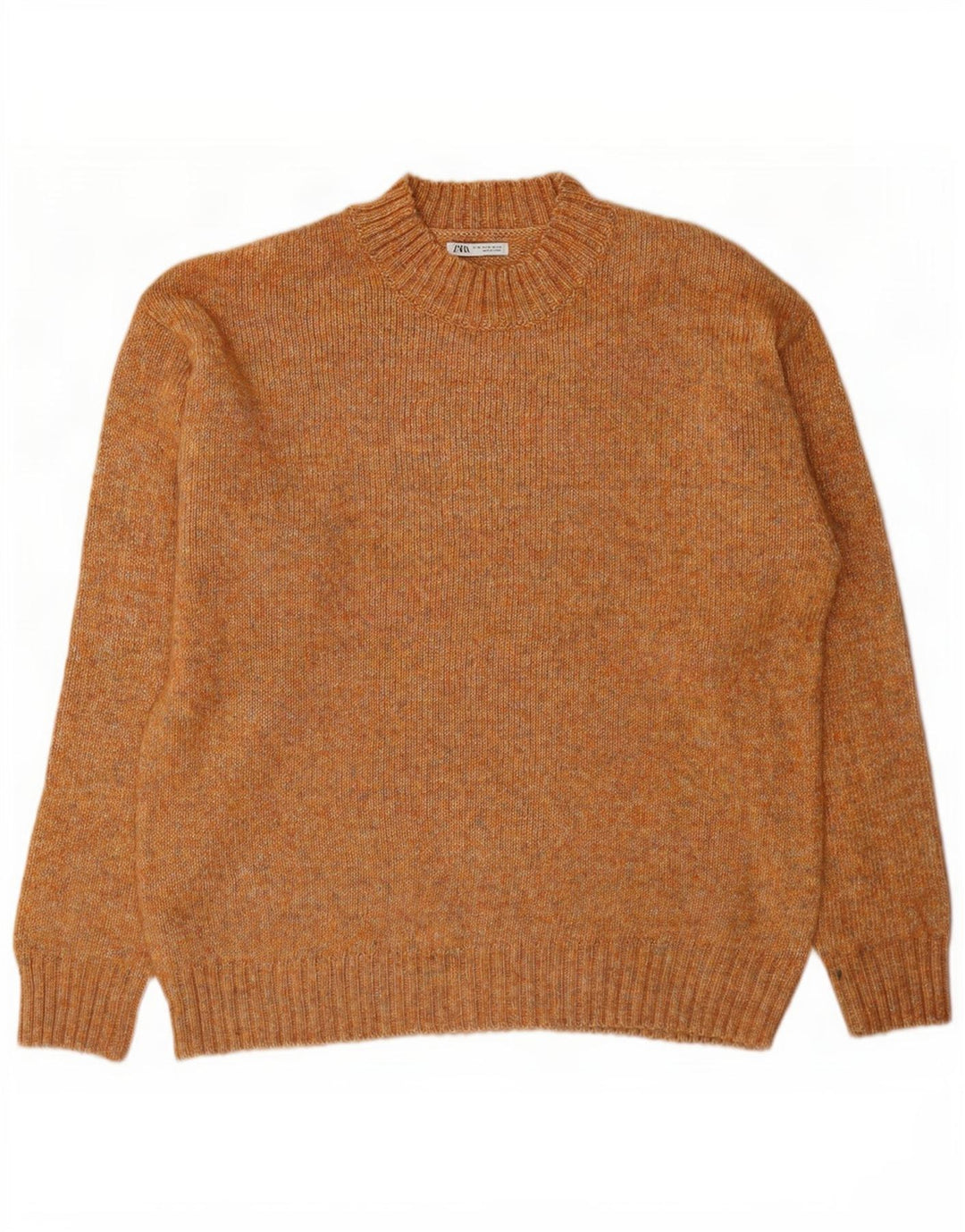 Zara Hombre Jersey Cuello Redondo Jersey XL Marrón Moteado