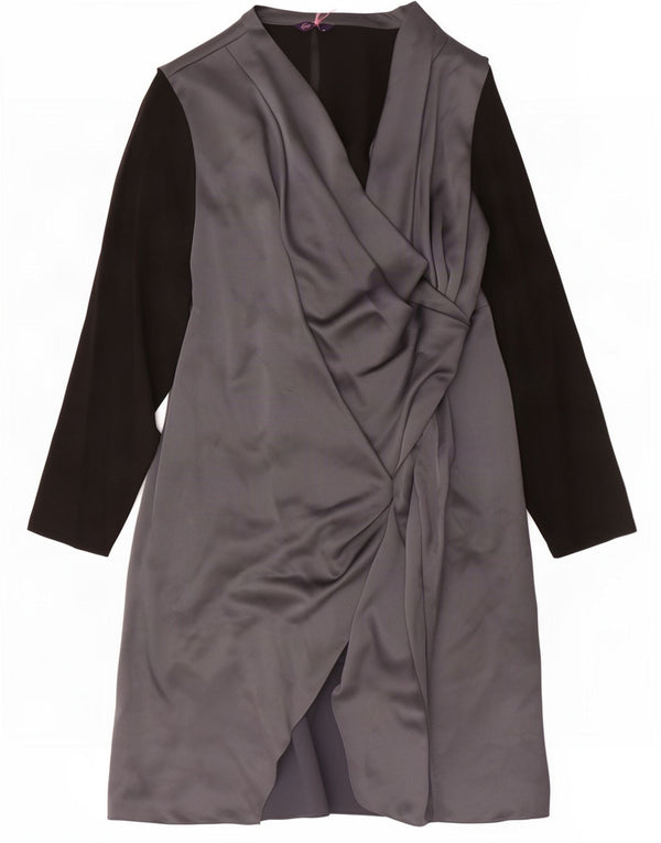 Marks & Spencer Vestido acampanado para mujer UK 34 4XL Bloque de color plateado