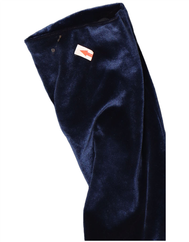 Vintage mujer 5 botones Velour Blazer chaqueta Reino Unido 12 azul marino medio