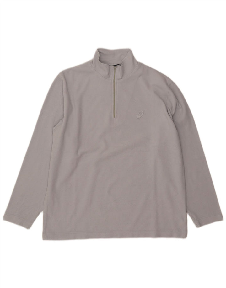 Asics Hombre Zip Neck Fleece Jumper Grande Gris Poliéster