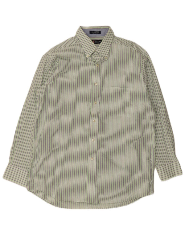 Chaps Camisa Oxford de corte regular para hombre, talla 16 1/2, algodón a rayas verdes grandes