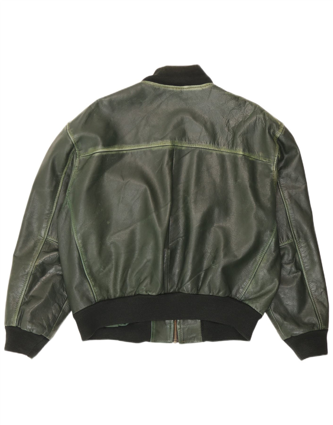 Conbipel Chaqueta Bomber de Cuero para Hombre UK 40 Grande Cuero Verde