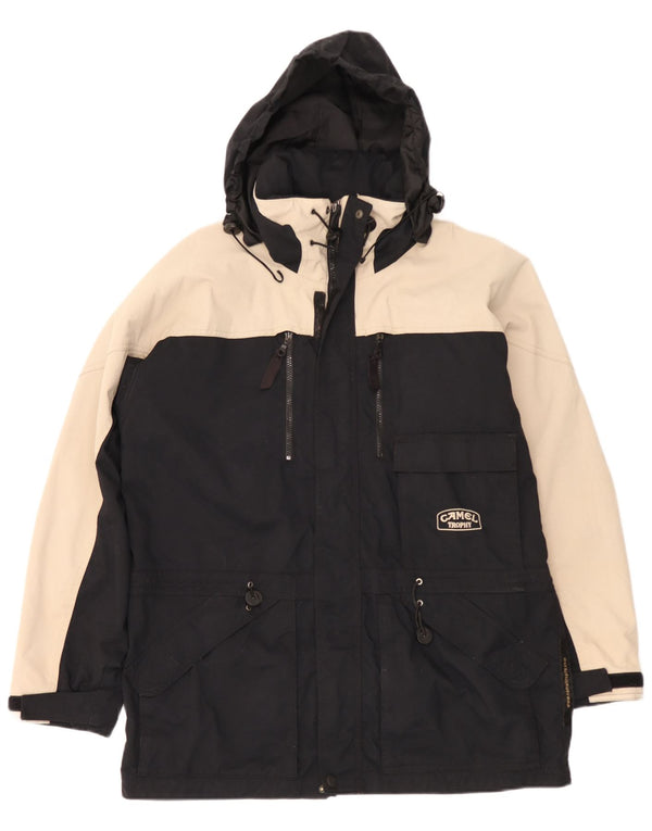 Camel Active Chaqueta cortavientos con capucha para hombre UK 38 Medium Black Colourblock