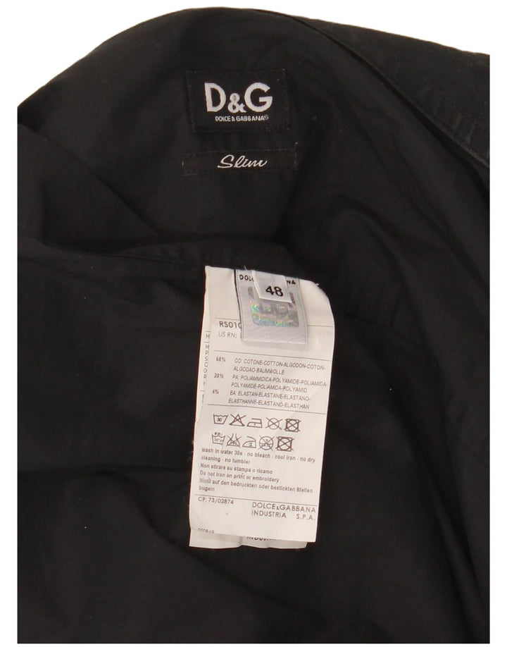 Dolce & Gabbana Camisa Slim Hombre IT 48 Mediana Algodón Negro