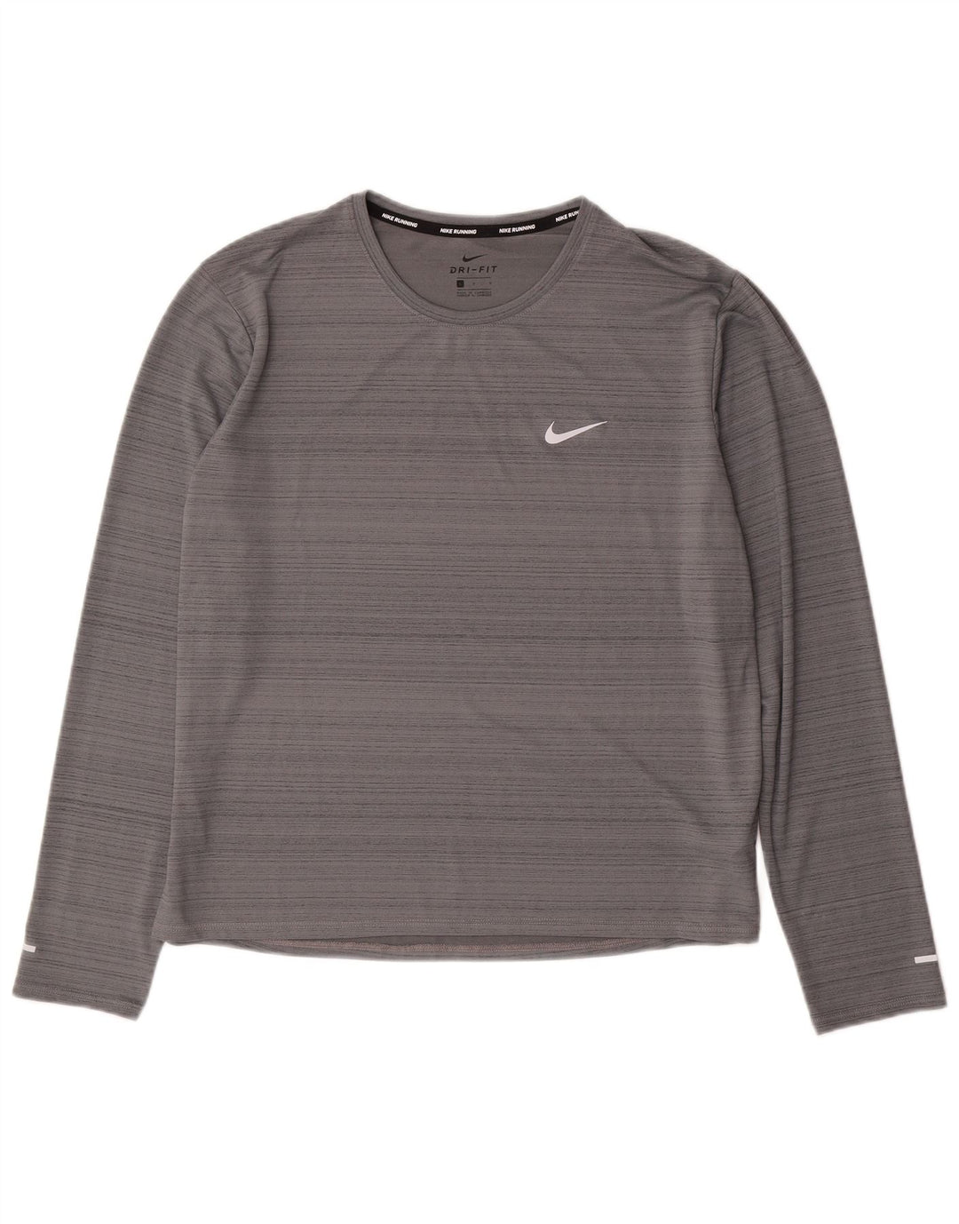 Nike Camiseta Dri Fit para hombre de manga larga de poliéster moteado gris grande