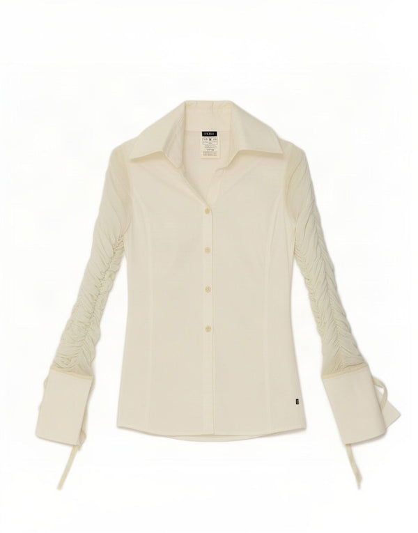 Ferre Blusa Camisa Mujer UK 10 Small Algodón Blanco