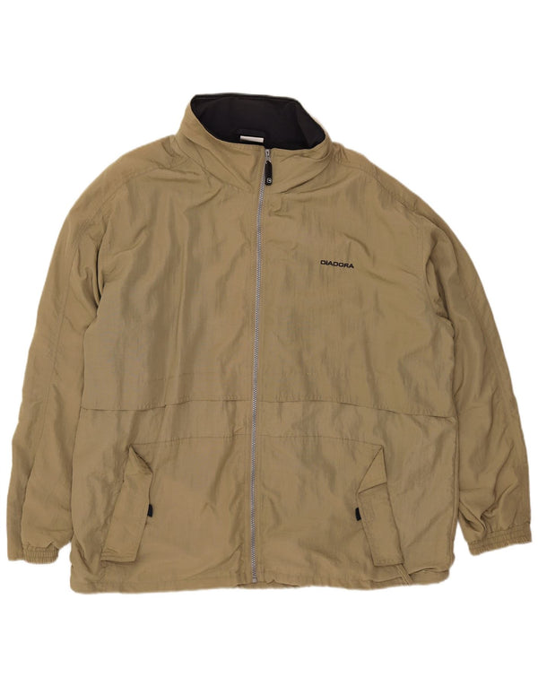 Diadora Chaqueta impermeable holgada con capucha para hombre, talla 40, color caqui, poliamida