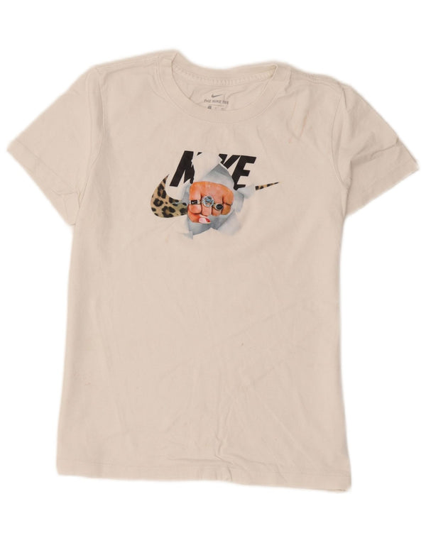 Nike Camiseta gráfica para mujer Top UK 10 Small White Cotton