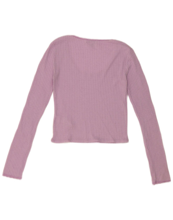 Topshop Top corto para mujer de manga larga UK 10 Small Pink Cotton