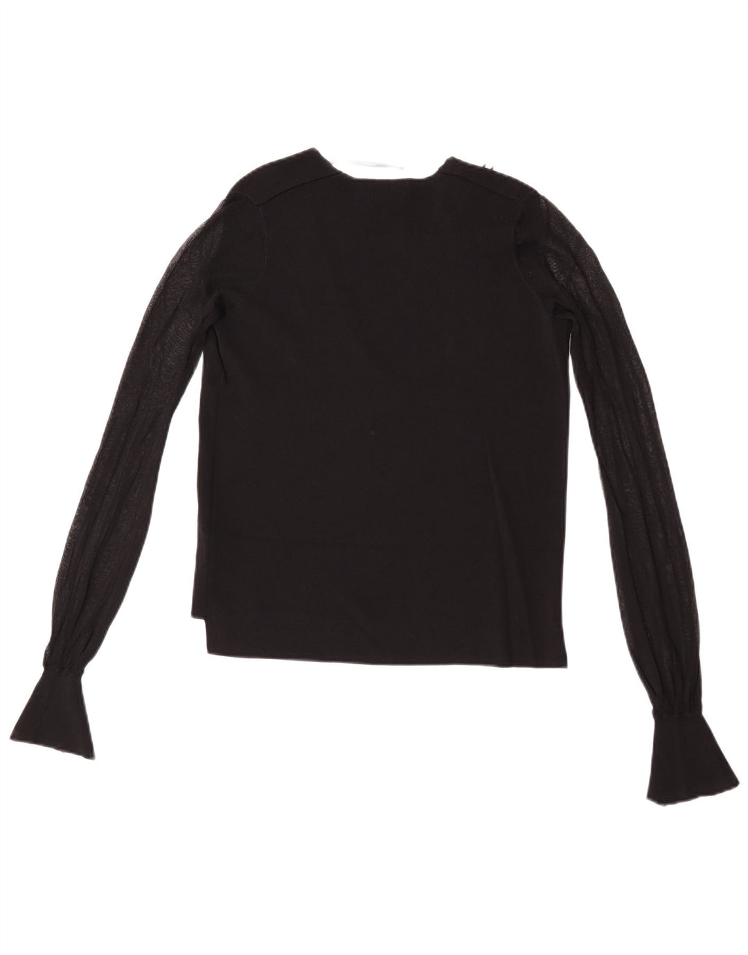 Zara Mujer Top Manga Larga UK 40 Small Viscosa Negra