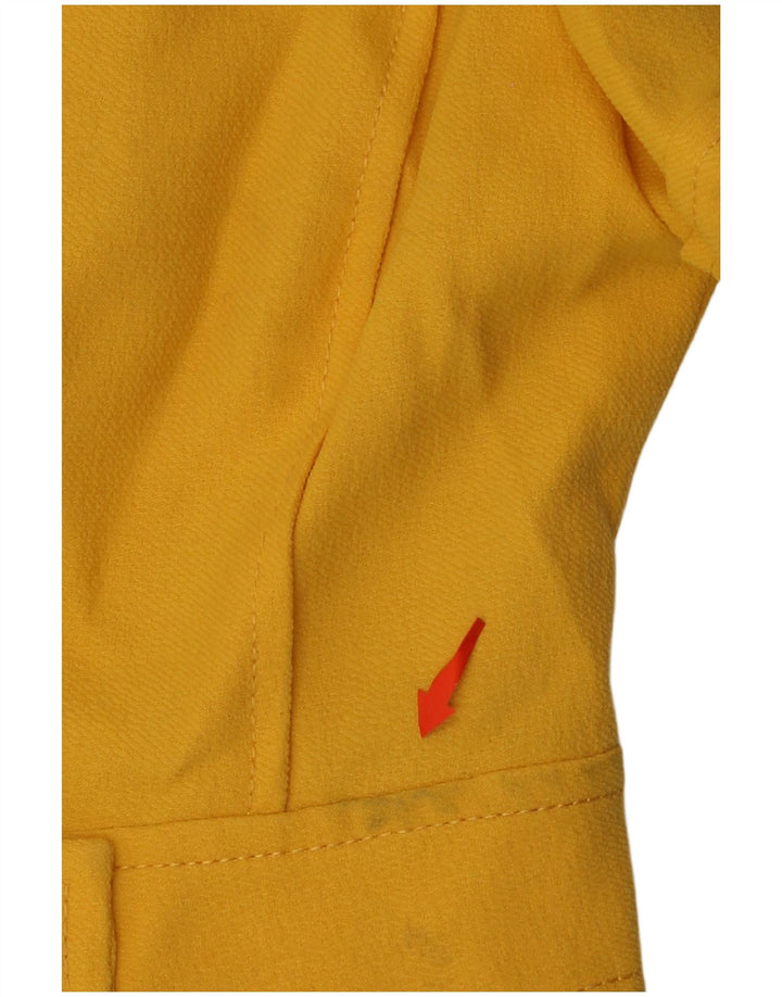 VINTAGE Chaqueta Blazer de manga corta para mujer de 4 botones Reino Unido 14 Amarillo medio