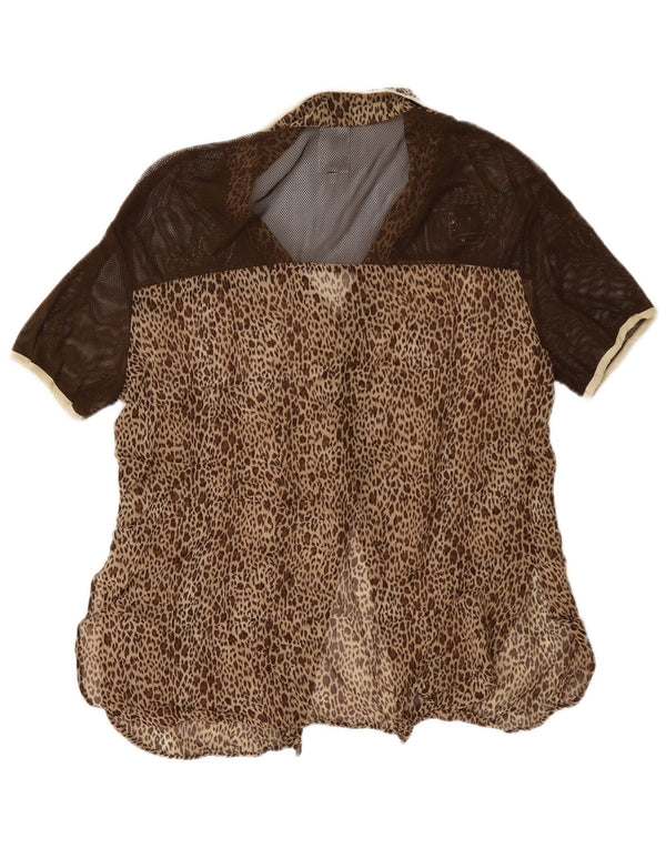 Maria Grazia Severi Blusa camisera de manga corta para mujer IT 42 Marrón medio