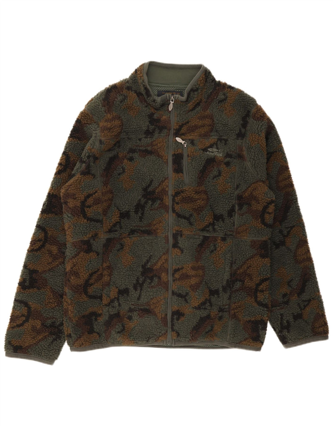 Weird Fish Chaqueta polar para hombre UK 40 Large Caqui Camuflaje Poliéster