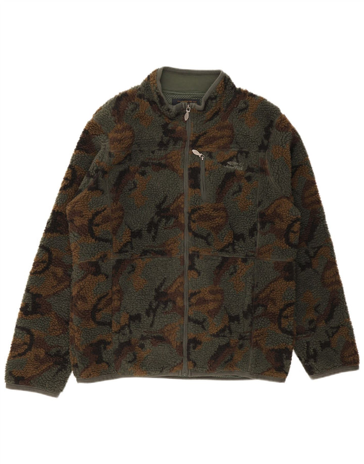 Weird Fish Chaqueta polar para hombre UK 40 Large Caqui Camuflaje Poliéster