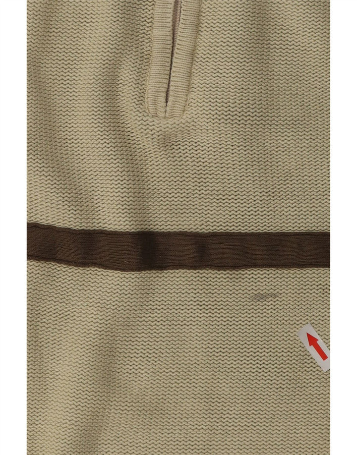 Weird Fish - Jersey para hombre con cuello y cremallera, algodón a rayas, color beige medio