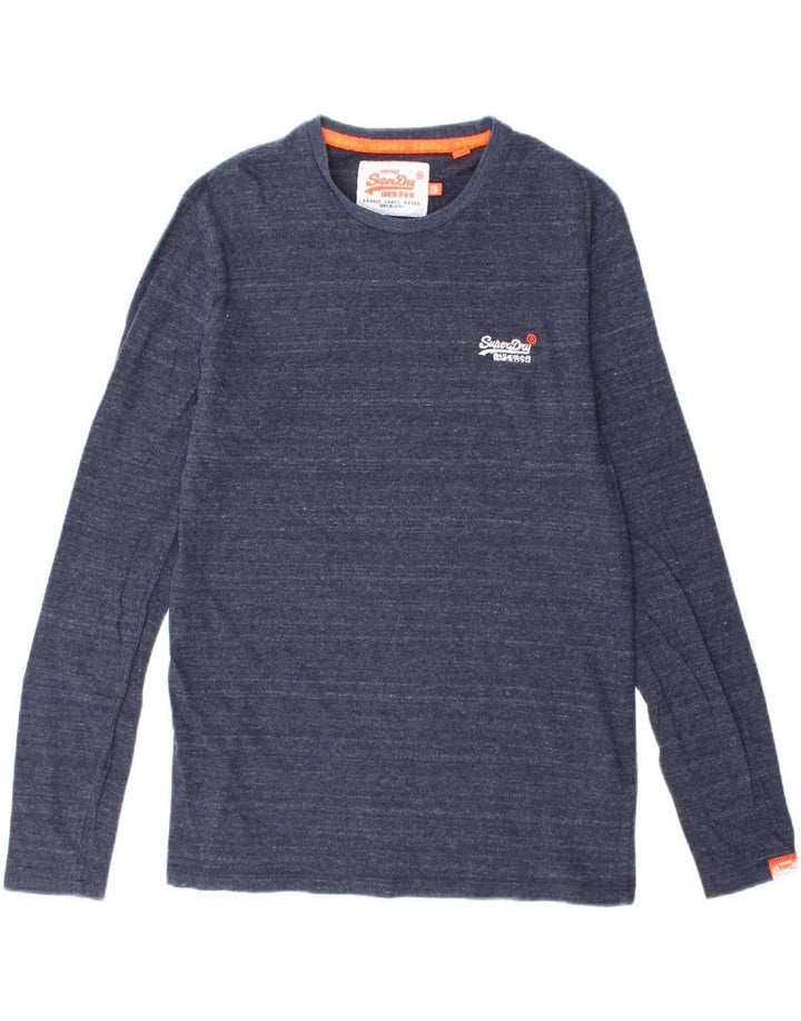 SUPERDRY Mens Top Long Sleeve Small Navy Blue Cotton