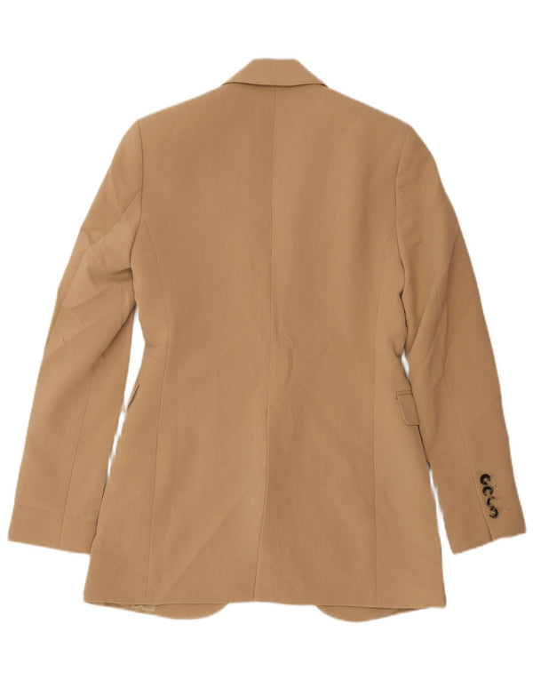 Zara Mujer Chaqueta Blazer De 1 Botón UK 6 XS Poliéster Beige