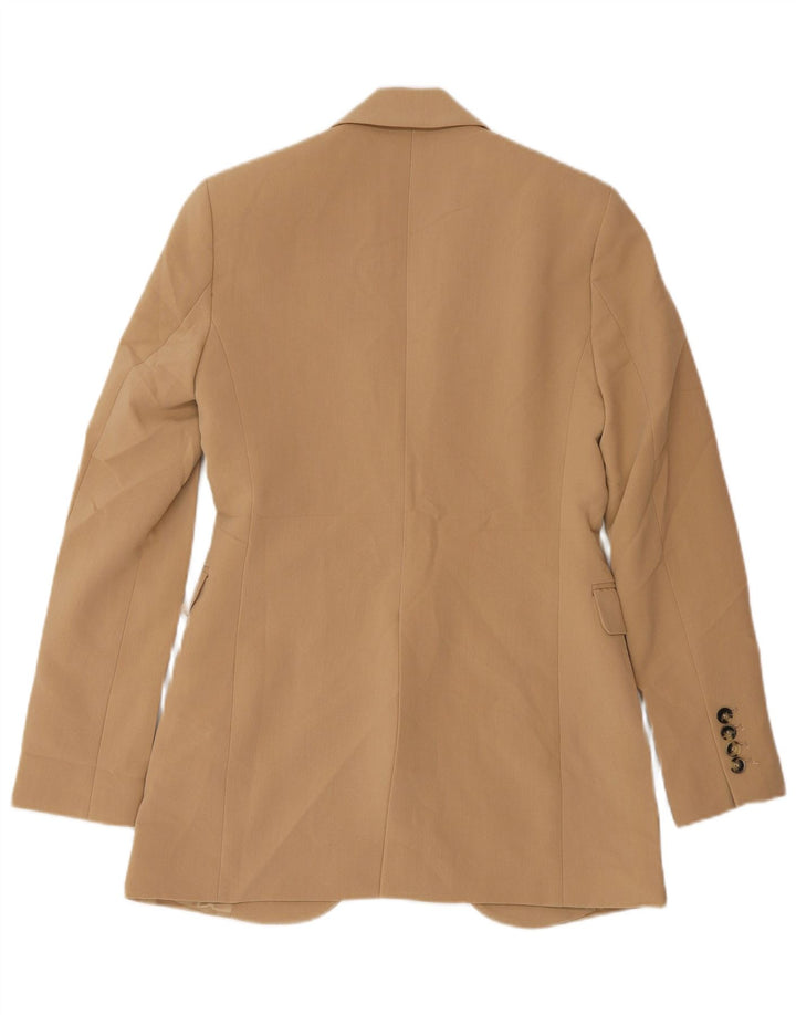 Zara Mujer Chaqueta Blazer De 1 Botón UK 6 XS Poliéster Beige