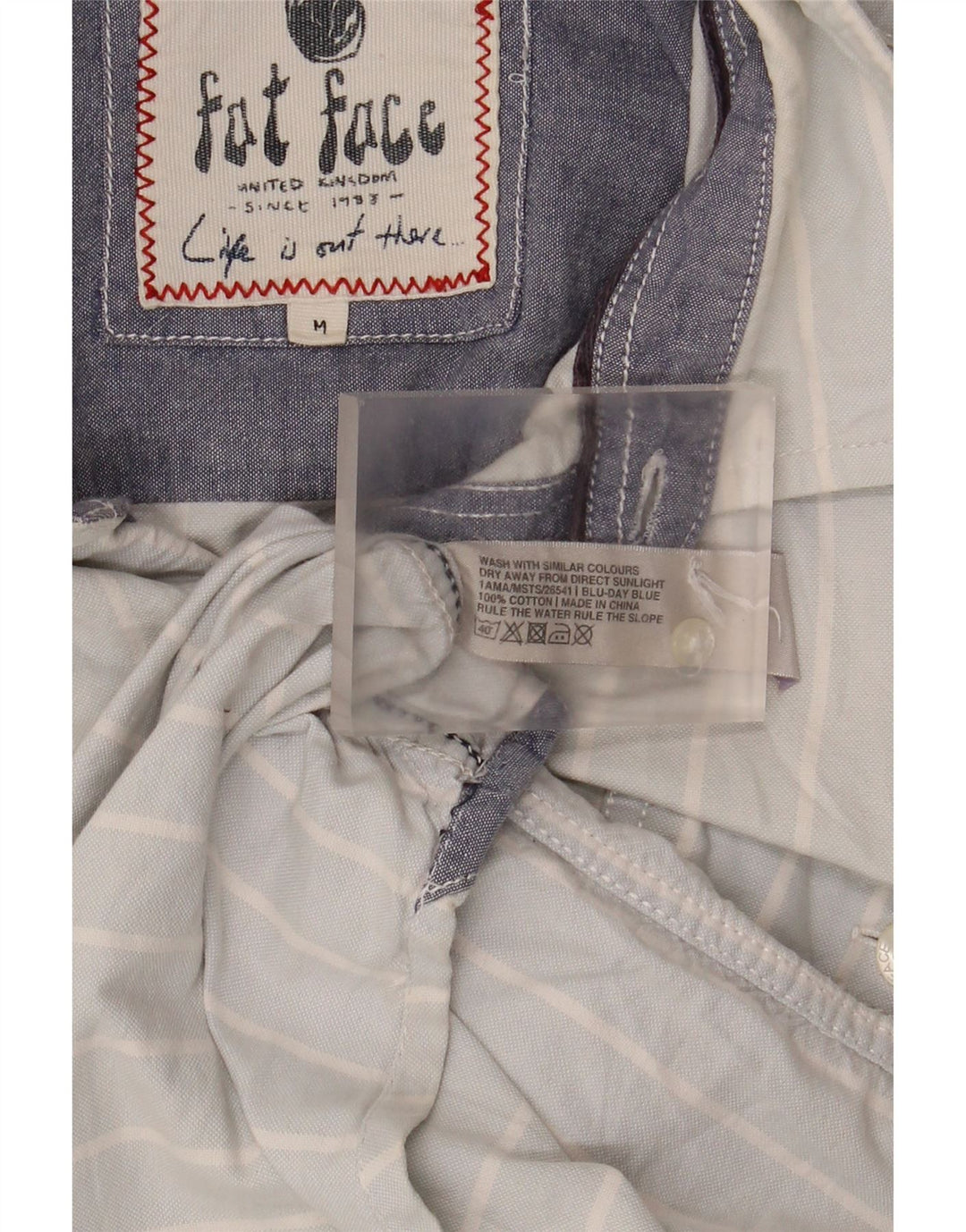 Camisa de hombre Fat Face de algodón a rayas azul medio