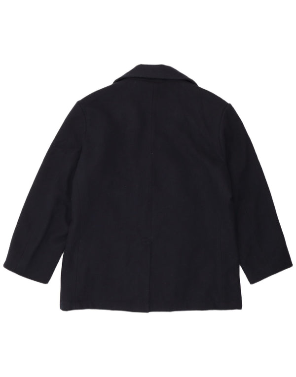 Vintage hombres guisante abrigo Reino Unido 42 XL lana azul marino