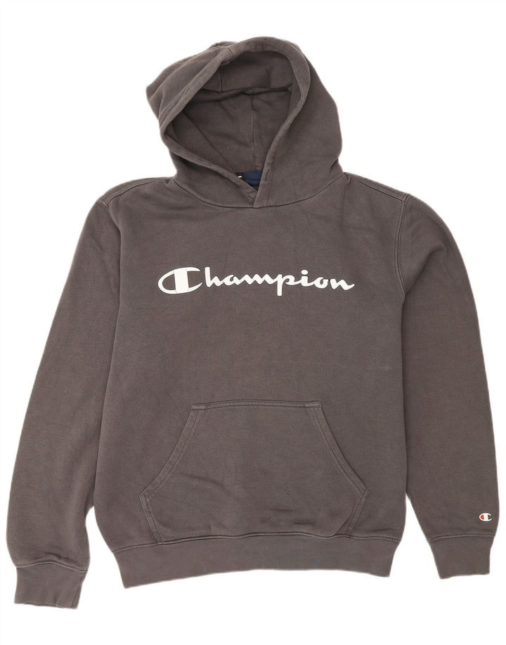 CHAMPION Jersey con capucha gráfica para hombre de algodón gris medio