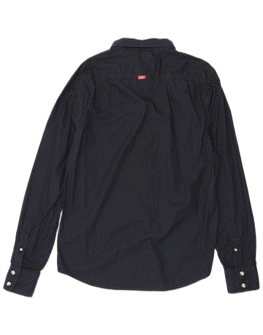 Camisa Superdry Hombre XL Algodón De Lunares Azul Marino