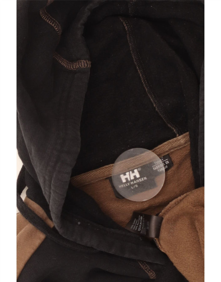 Helly Hansen Sudadera con capucha gráfica para hombre, jersey grande de algodón negro con bloques de color