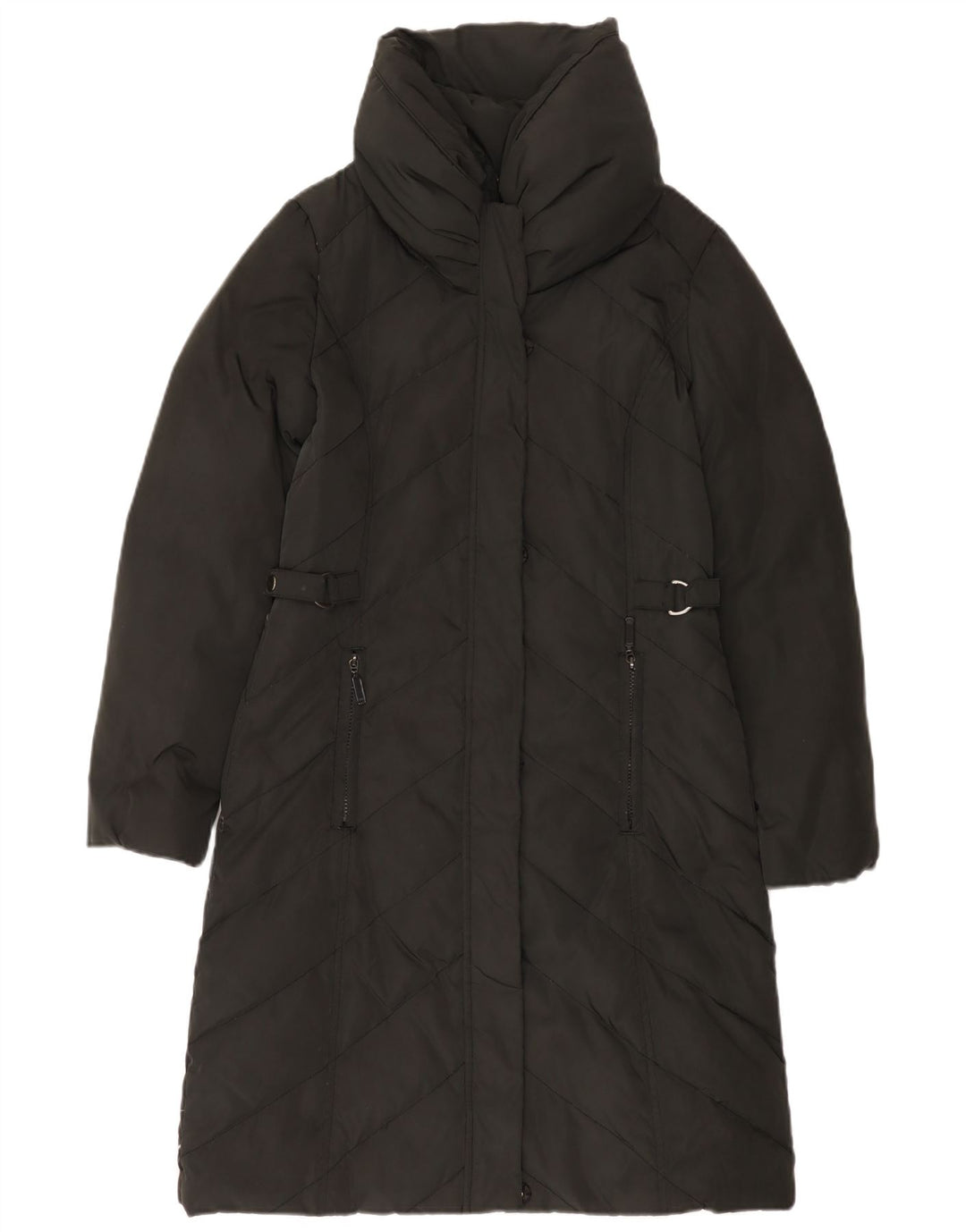 Monsoon Abrigo Largo Acolchado para Mujer UK 40 Small Poliéster Negro
