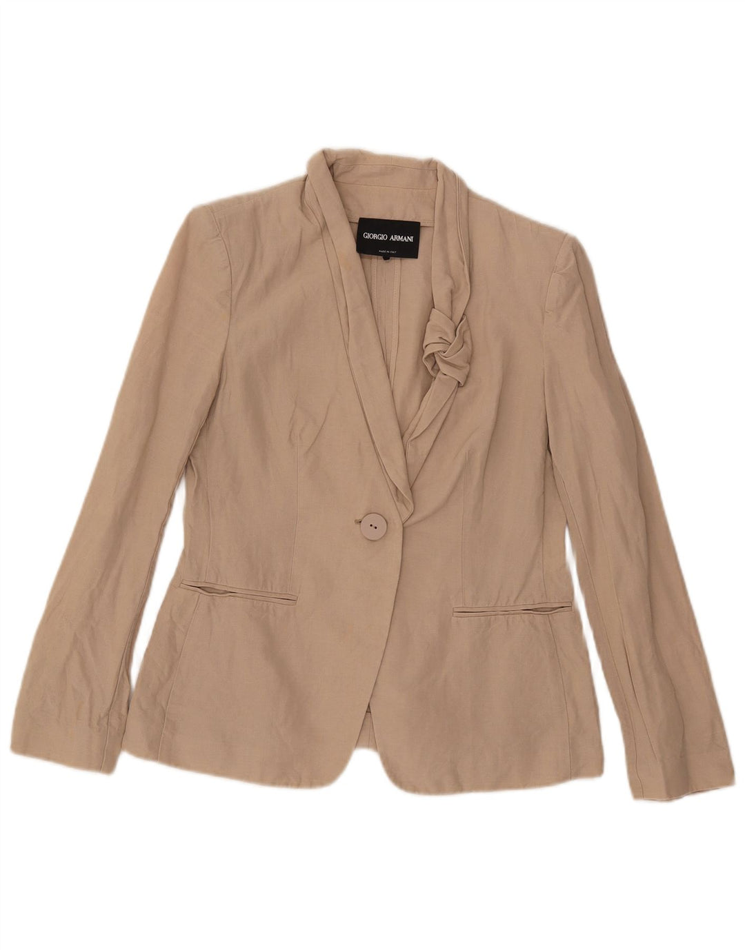 Armani Chaqueta Blazer de 1 Botón para Mujer UK 10 Small Beige Cotton