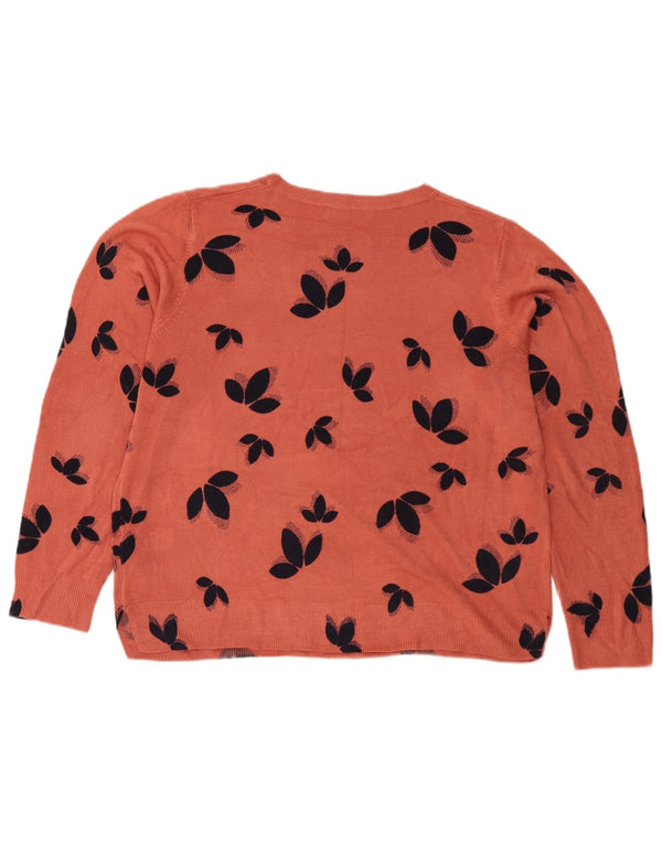 Marks & Spencer Jersey con Cuello Barco para Mujer UK 40 XL Naranja Floral