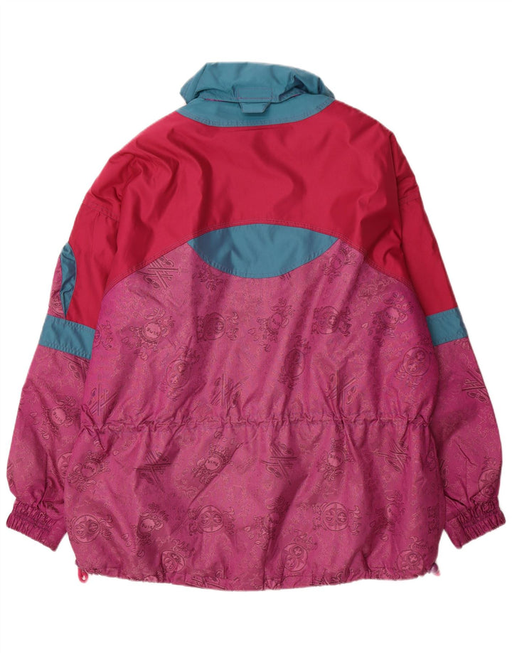 Vintage mujer jersey chaqueta de esquí de gran tamaño Reino Unido 16 bloque de color rosa grande