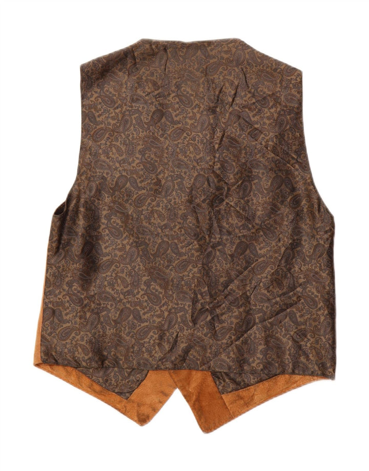 Vintage hombres ante chaleco pequeño cuero marrón