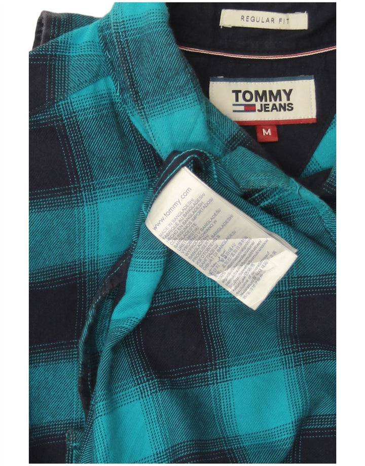 TOMMY HILFIGER Camisa de franela de corte regular de algodón a cuadros azul medio