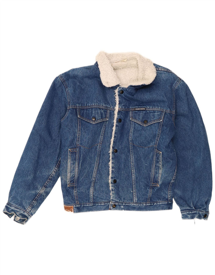 Vintage hombres denim Sherpa chaqueta Reino Unido 38 azul medio