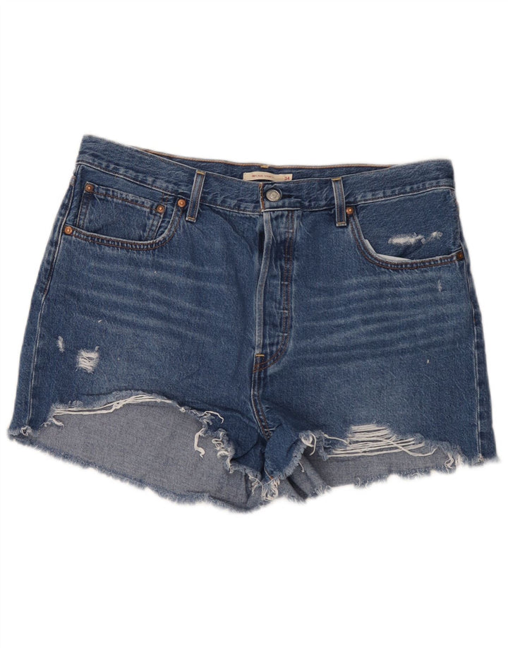 Levi's Mujer Ribcage Pantalones Cortos De Mezclilla Desgastados W34 Azul Grande