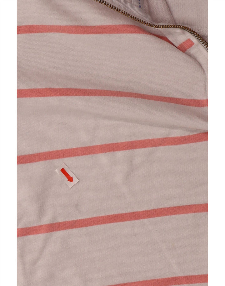 CREW CLOTHING Sudadera con cuello y cremallera para mujer, talla 40, talla mediana, color blanco a rayas