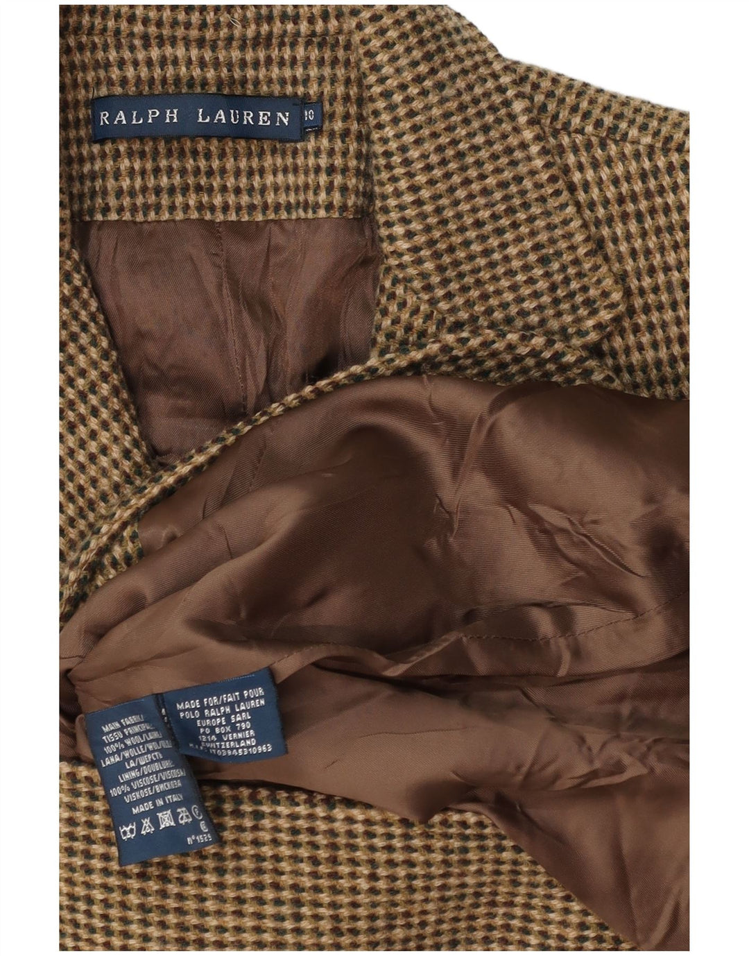 Ralph Lauren Chaqueta Blazer de 3 Botones para Mujer US 10 Grande Lana Caqui