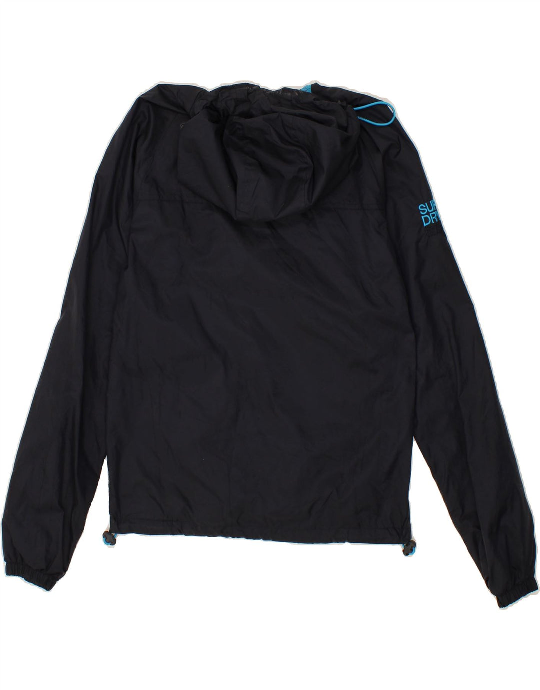 SUPERDRY Womens Hooded Windbreaker Jacket UK 10 Small Navy Blue Vintage Superdry and Second-Hand Superdry from Messina Hembry 