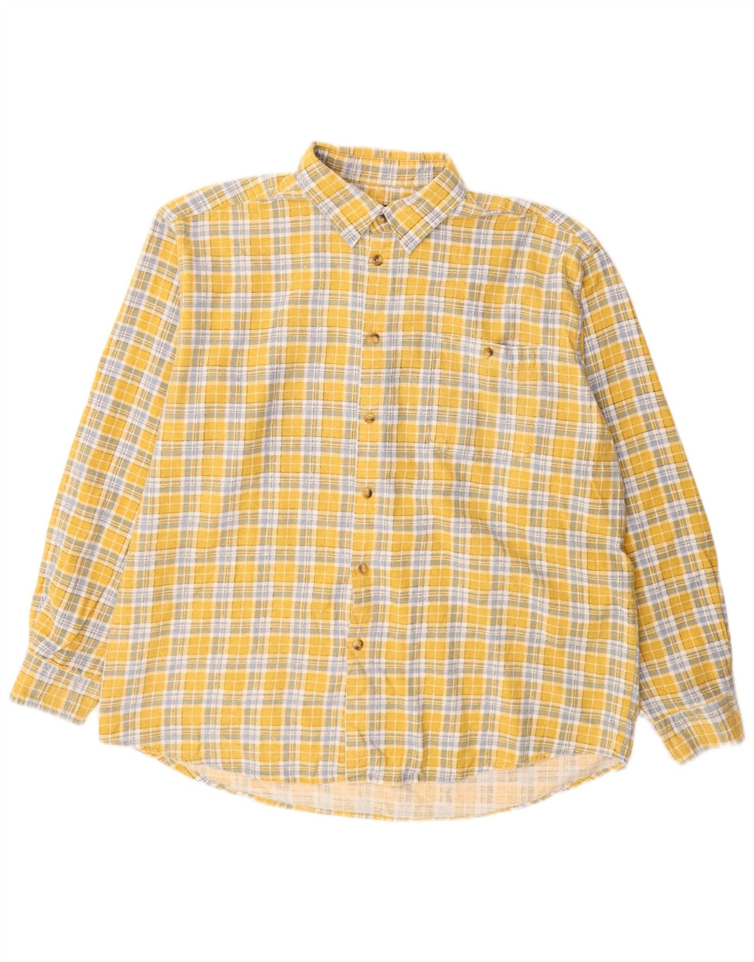 Stanley - Camisa de franela para hombre, talla 2XL, algodón a cuadros amarillos