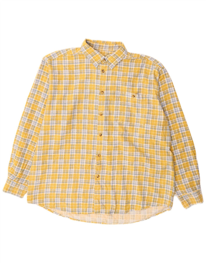 Stanley - Camisa de franela para hombre, talla 2XL, algodón a cuadros amarillos