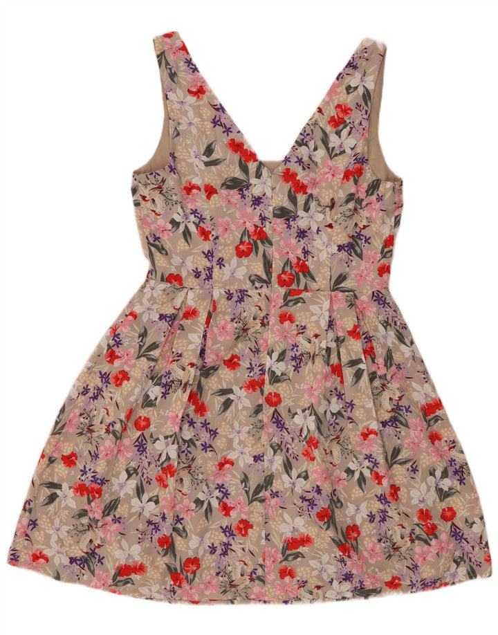 Oasis Vestido de verano para mujer UK 40 Poliéster floral beige medio