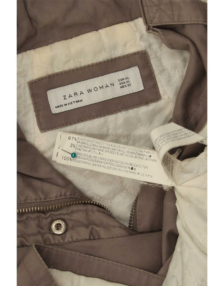 Zara Mujer Chaqueta Militar ES 40 XL Algodón Gris