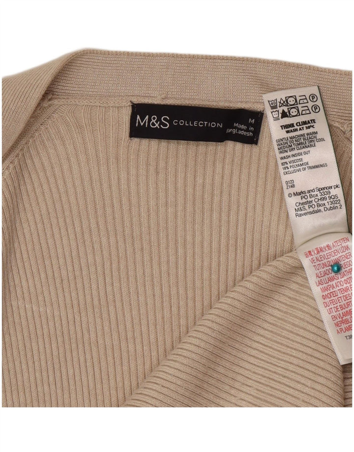 Marks & Spencer Suéter tipo cárdigan abierto para mujer UK 44 Viscosa beige mediana