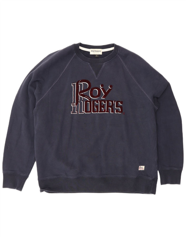 Roy Rogers Sudadera gráfica para hombre Jumper Large Azul marino Algodón