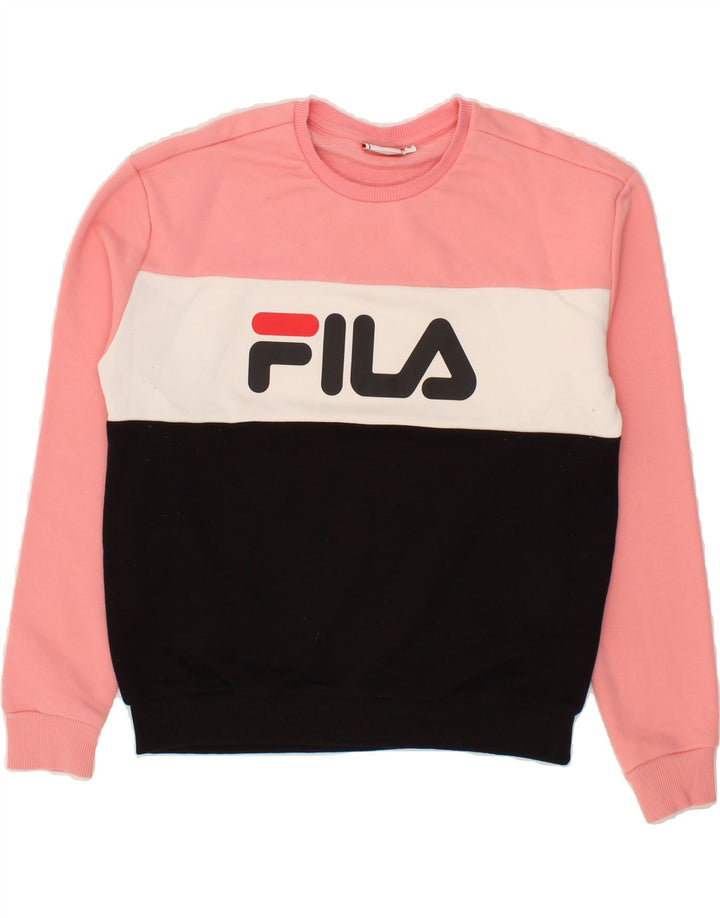 FILA Womens Oversized Sweatshirt Jumper UK 10 Small Multicoloured Vintage Fila and Second-Hand Fila from Messina Hembry 