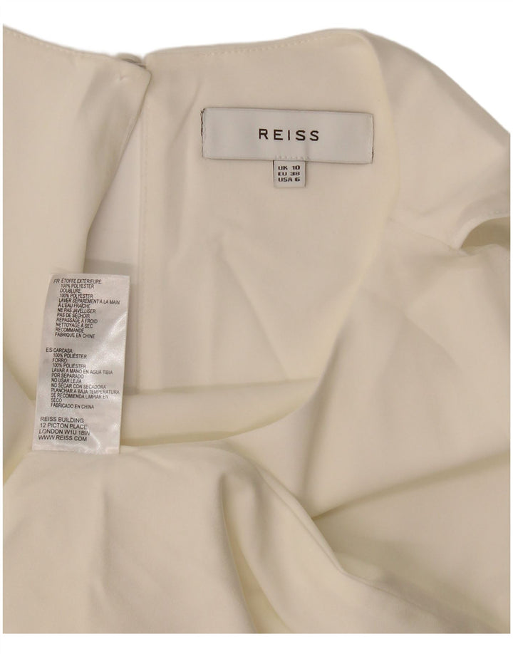 Reiss Vestido acampanado para mujer UK 10 Pequeño Poliéster blanco roto