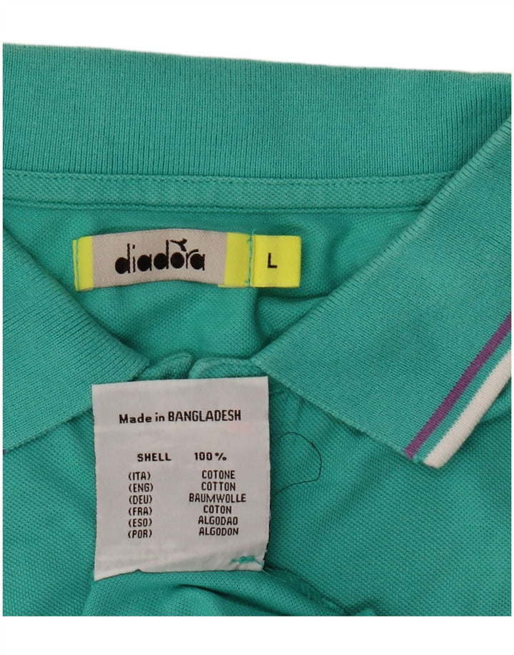 Diadora Polo Hombre Grande Turquesa Algodón