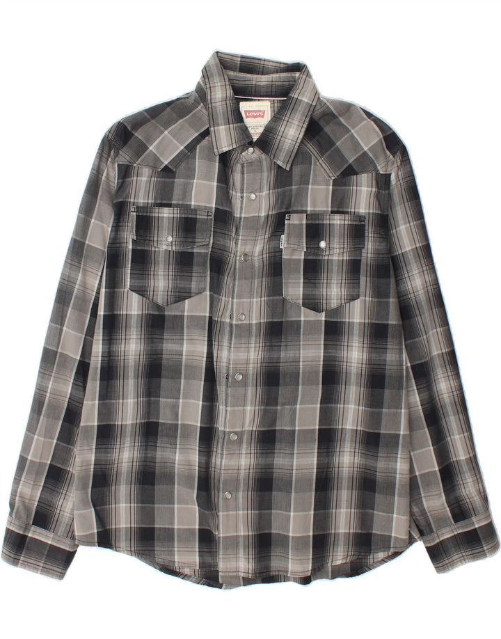 LEVI'S Mens Shirt Large Grey Check Cotton Vintage Levi's and Second-Hand Levi's from Messina Hembry 